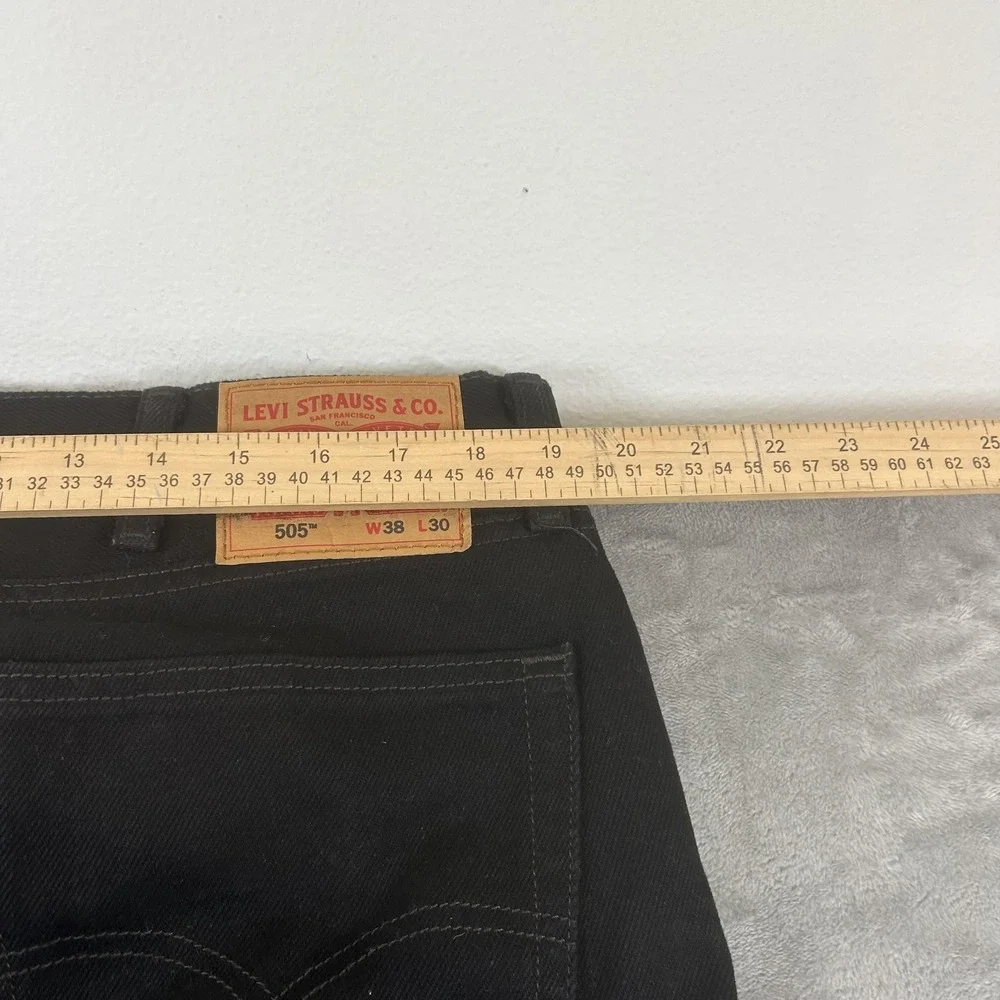 Levi's 505 Jeans Mens 38x30 Black Dark Wash Regular Straight Denim Pants